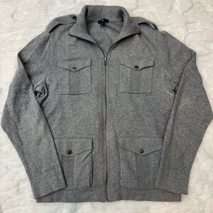 Gap Mens Gray Zip-Up Jacket with Button Pockets